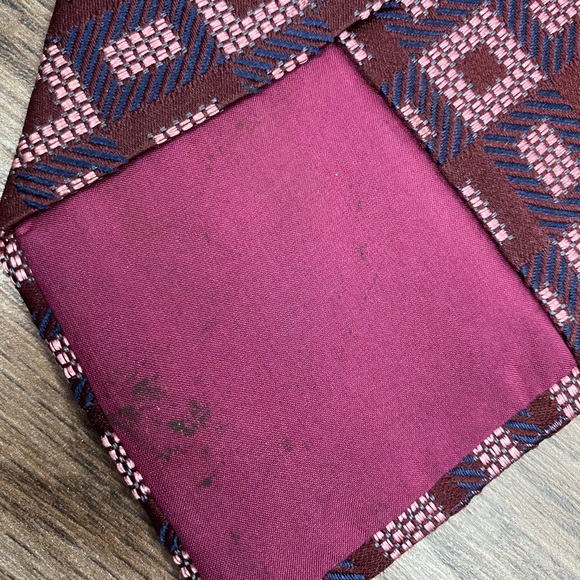 Charvet Maroon, Pink & Navy Check Tie - Picture 6 of 6